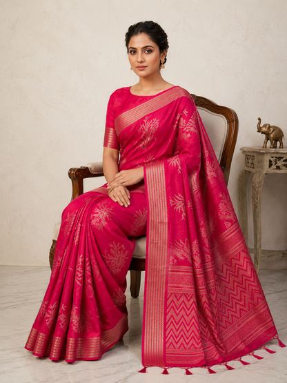 Graceful Floral Woven Saree