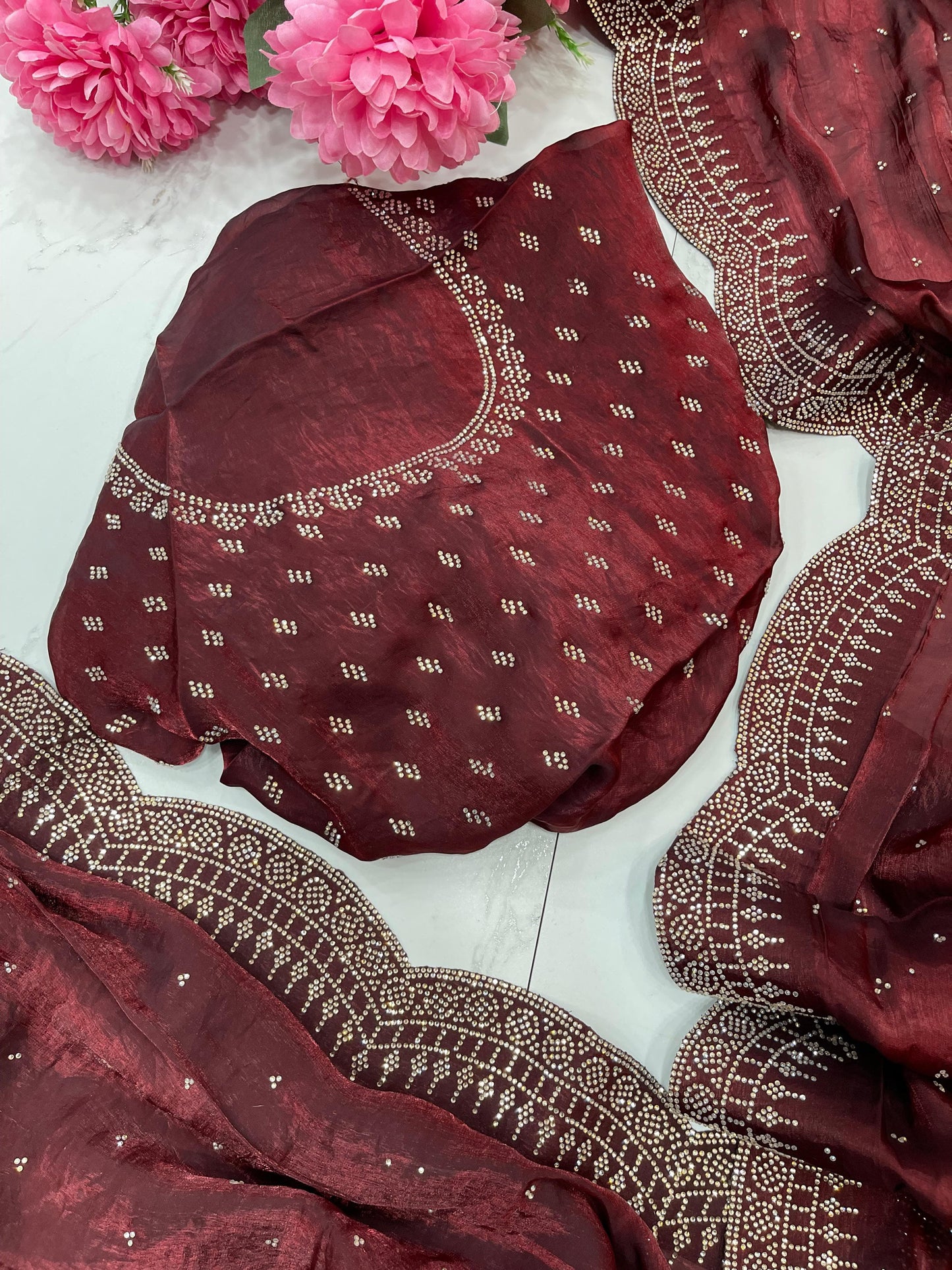 Radha Satin Silk Saree – Maroon