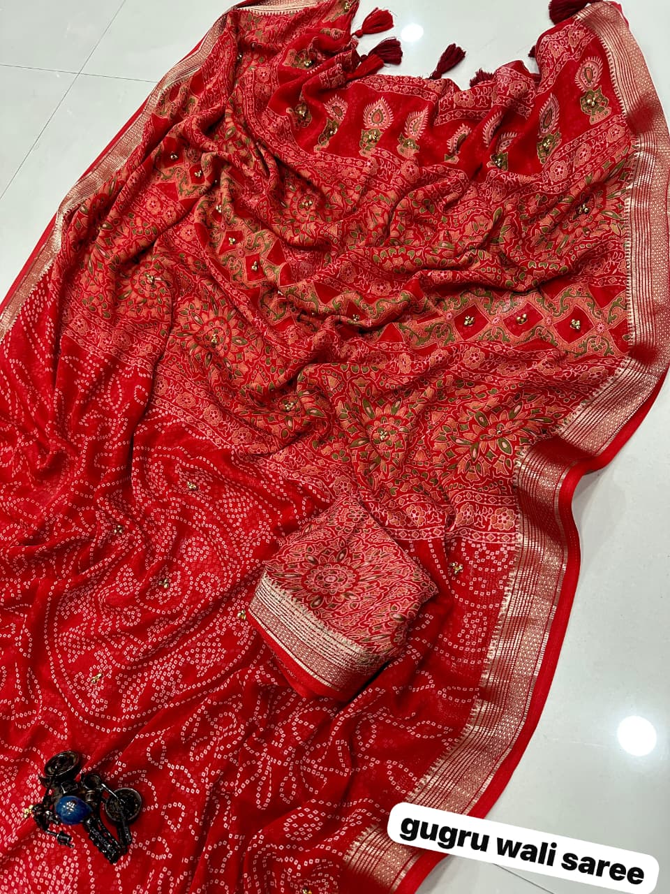 Premium Georgette Saree with Designer Print & Matching Blouse | Washable