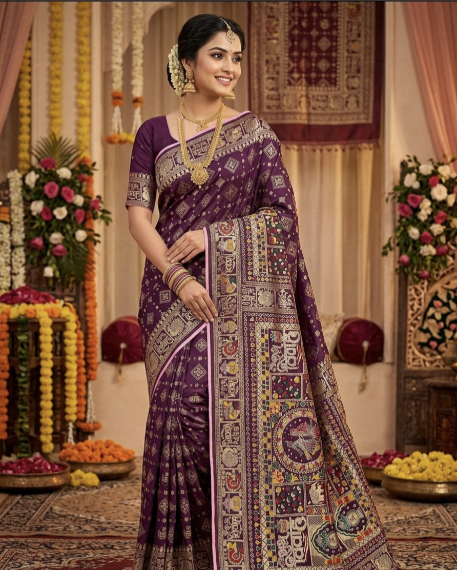Wedding Special Dola Silk Designer Saree with Zarkhan Work