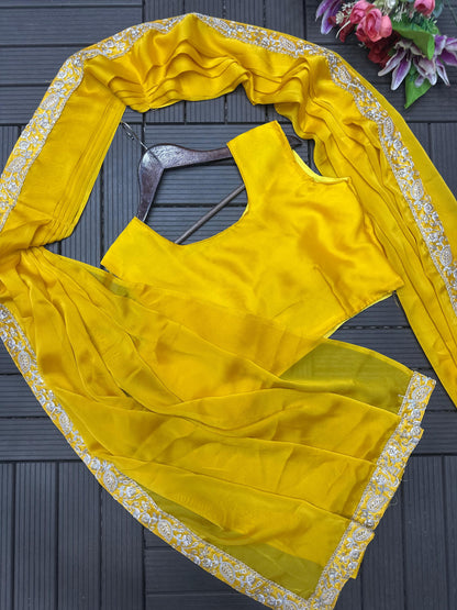 Heavy Rangoli Ready to Wear Saree with Embroidery Sequence Koti