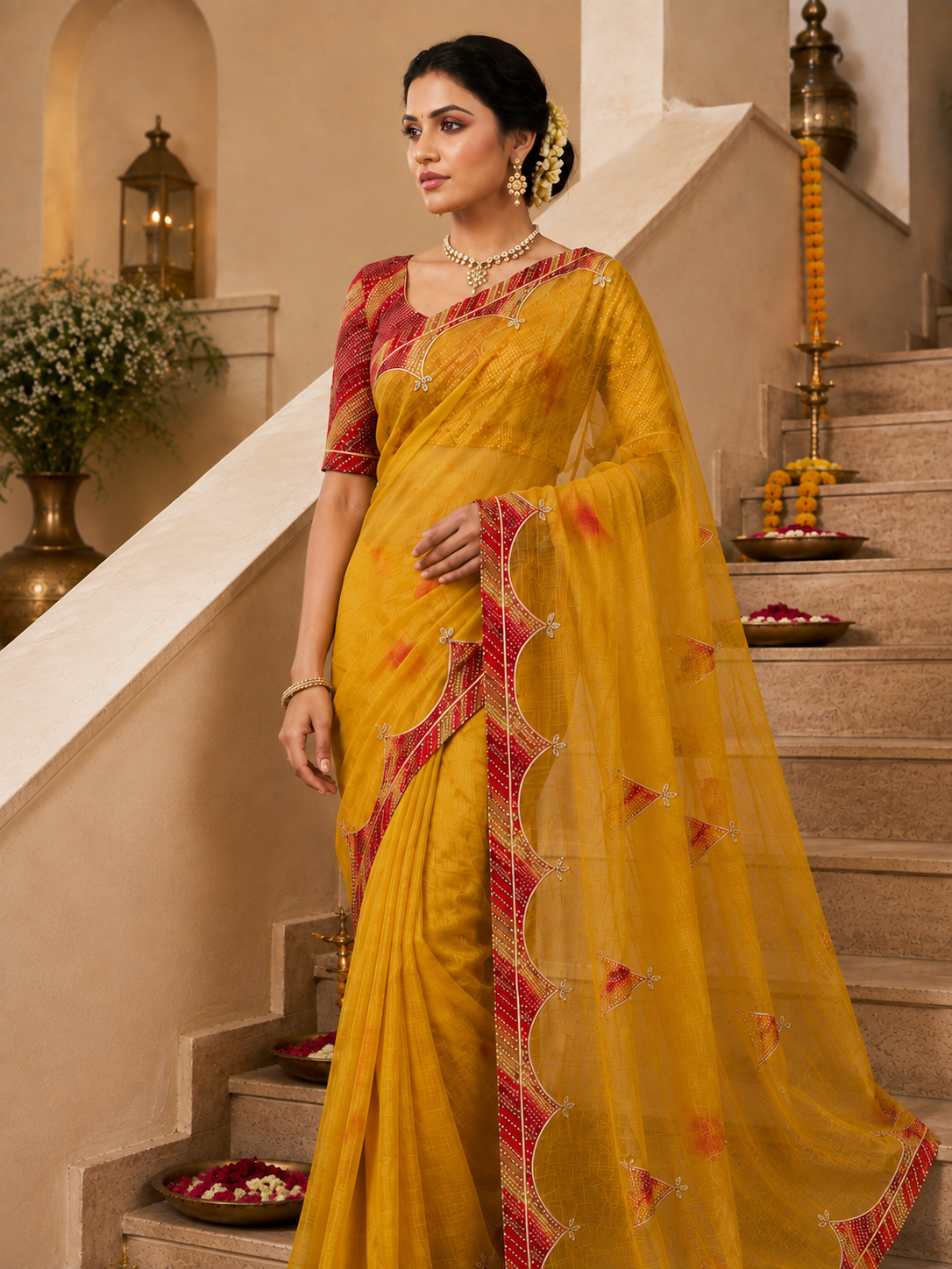Cotton Kota Doriya Saree with Kacchi Gotapatti Work & Butta | Designer Saree
