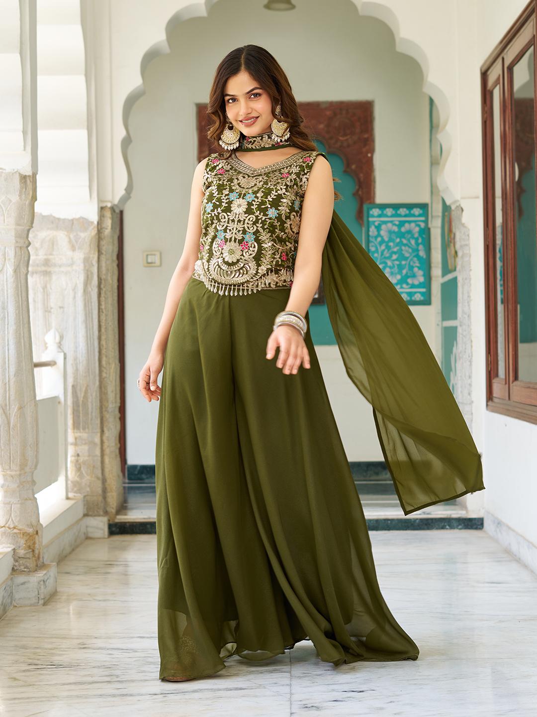 Designer Georgette Blouse Plazzo Set