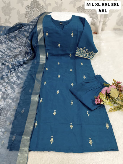 Premium Roman Silk Kurti Pant Set with Digital Print Dupatta – Festival Wear Designer Suit