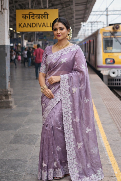Titli Collection – Premium Chiffon Saree with Elegant Sequence Embroidery & Designer Border