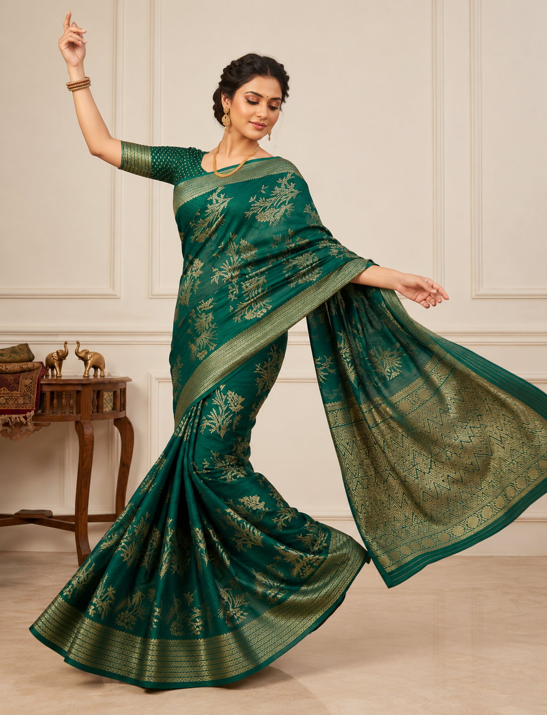 Graceful Floral Woven Saree