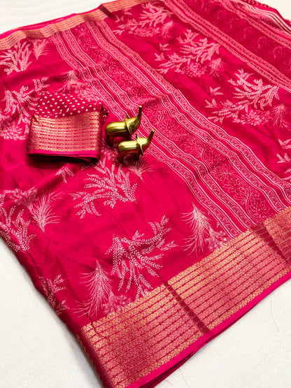 Graceful Floral Woven Saree
