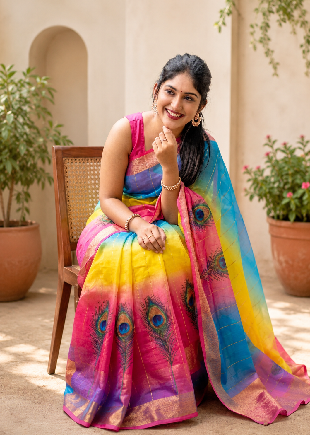 Pure Tussar Silk Saree for Women | Handloom Bhagalpuri Panel Design with Golden Border