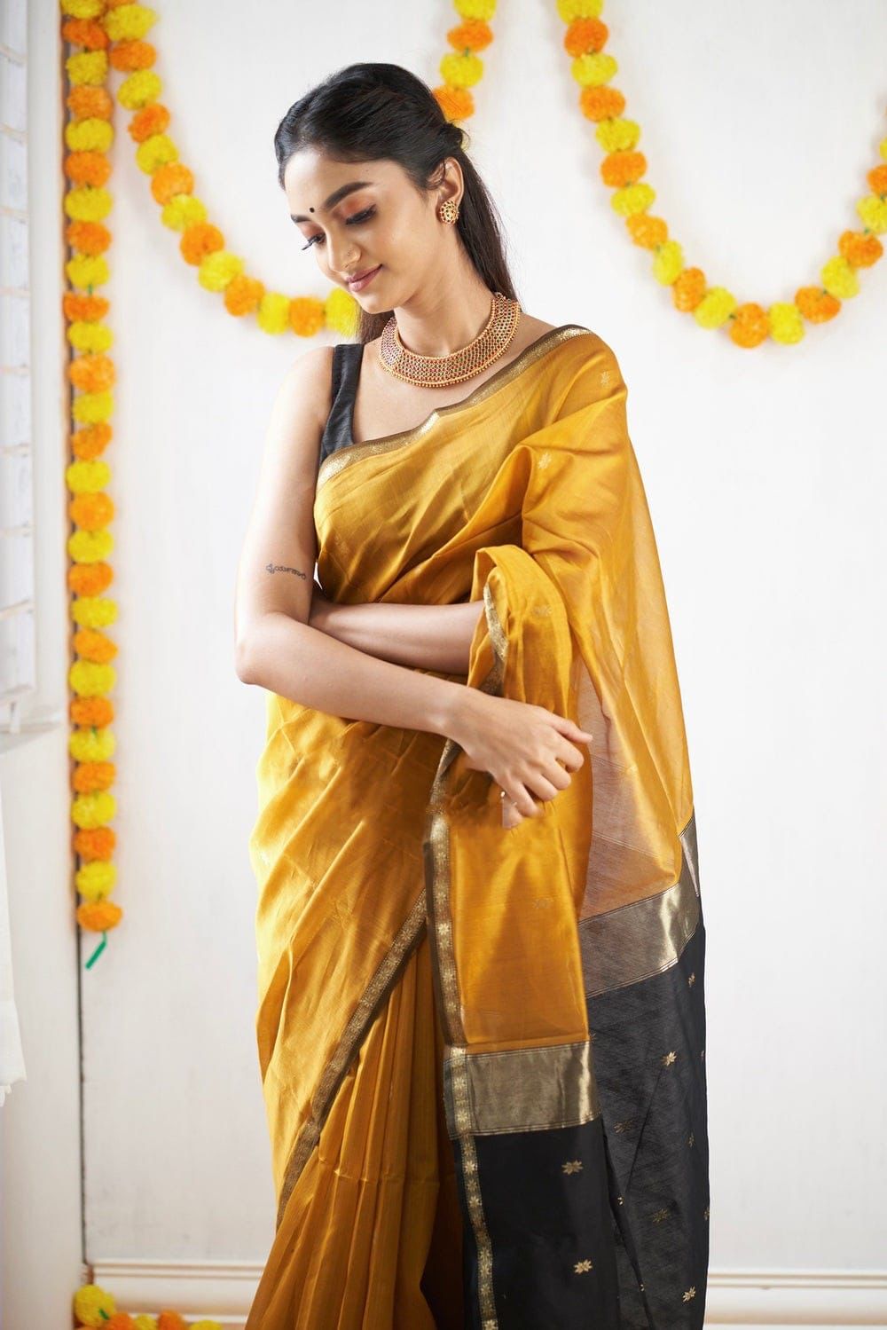 Mustard Festive Saree