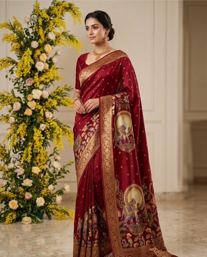 Ajrakh Soft Georgette Saree with Zari Border | Festive & Daily Wear