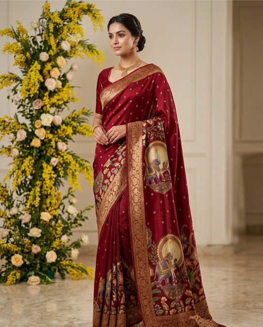 Ajrakh Soft Georgette Saree with Zari Border | Festive & Daily Wear