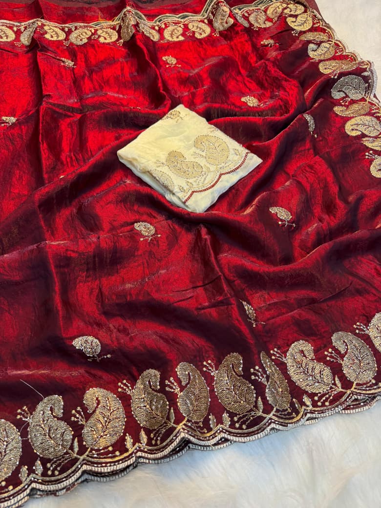 Soft Space Silk Saree With Zari & Sequins Work | Premium Designer Party Wear Saree