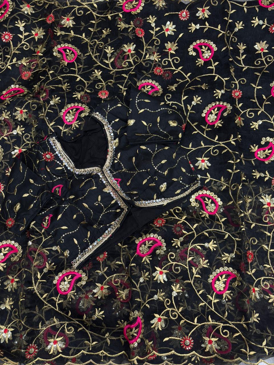 Tissue Silk Mirror Work Saree