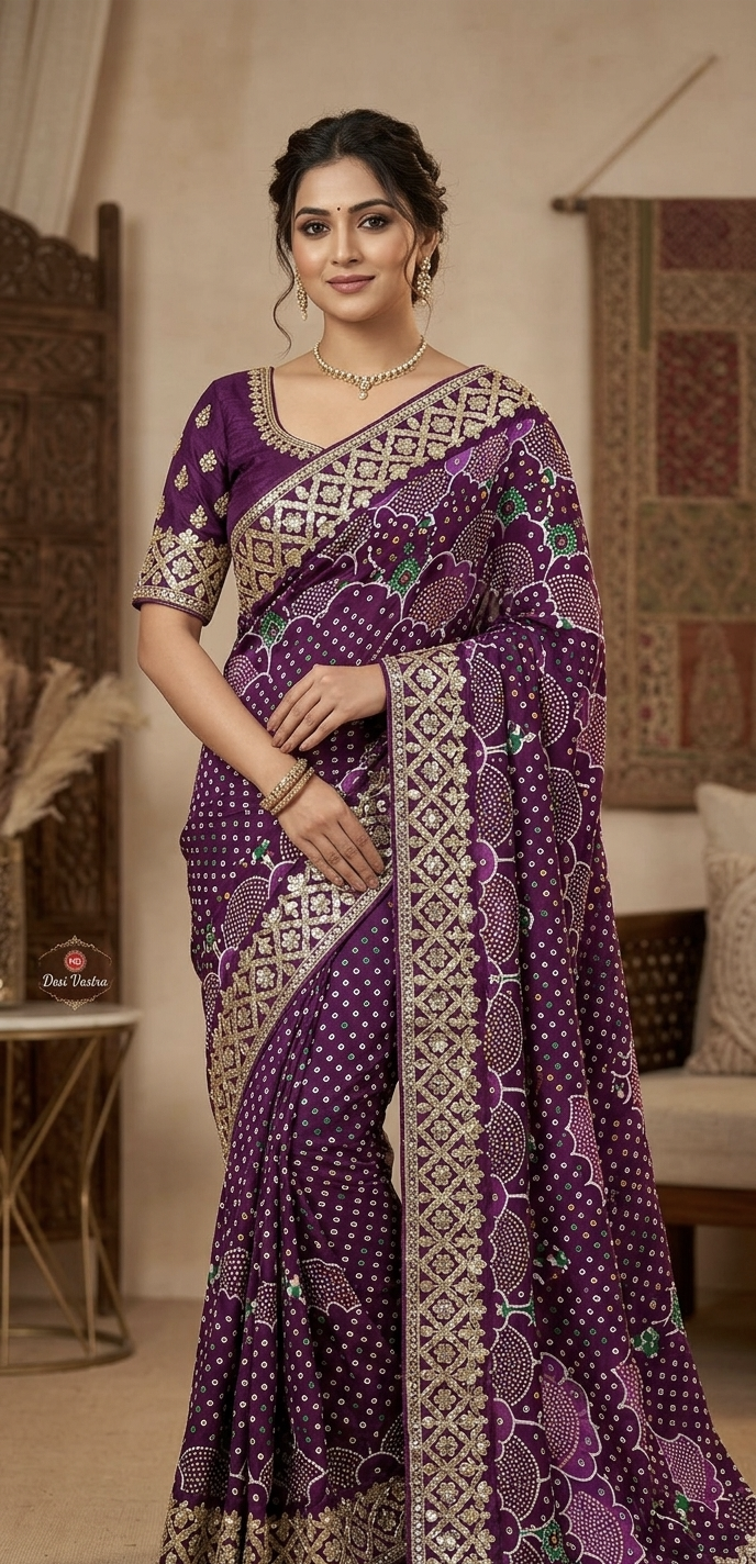 Designer Bandhani Print Saree with Rich Border – Elegant Traditional Wear