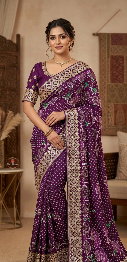 Designer Bandhani Print Saree with Rich Border – Elegant Traditional Wear