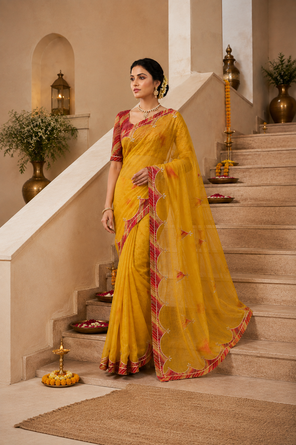 Cotton Kota Doriya Saree with Kacchi Gotapatti Work & Butta | Designer Saree