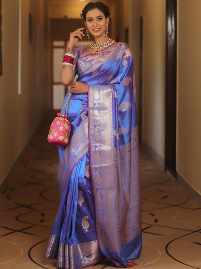 Pure Gold Zari Lichi Silk Saree