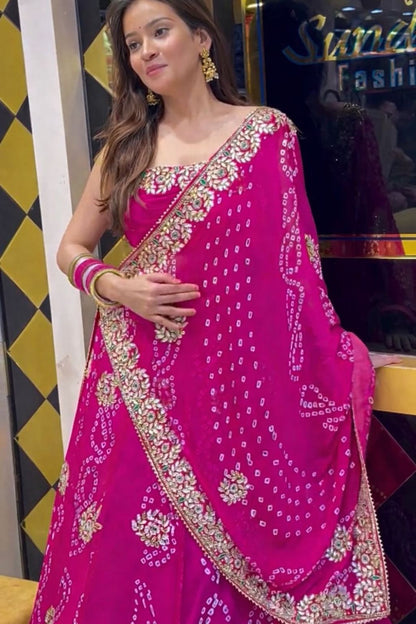 Bandhani Print Embroidered Lehenga Choli Set
