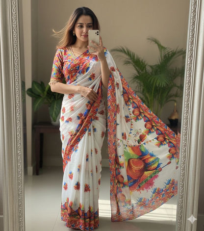 Handloom Tussar Silk Kalamkari Saree