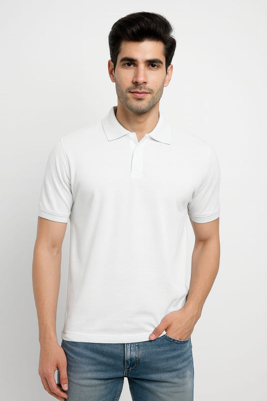 Titan Cotton Premium White Polo Neck T-Shirt