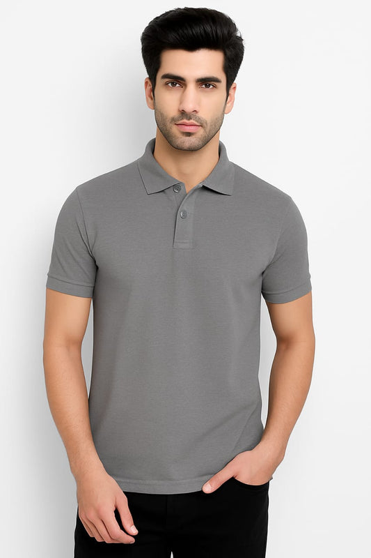 Titan Cotton Premium Grey Polo Neck T-Shirt