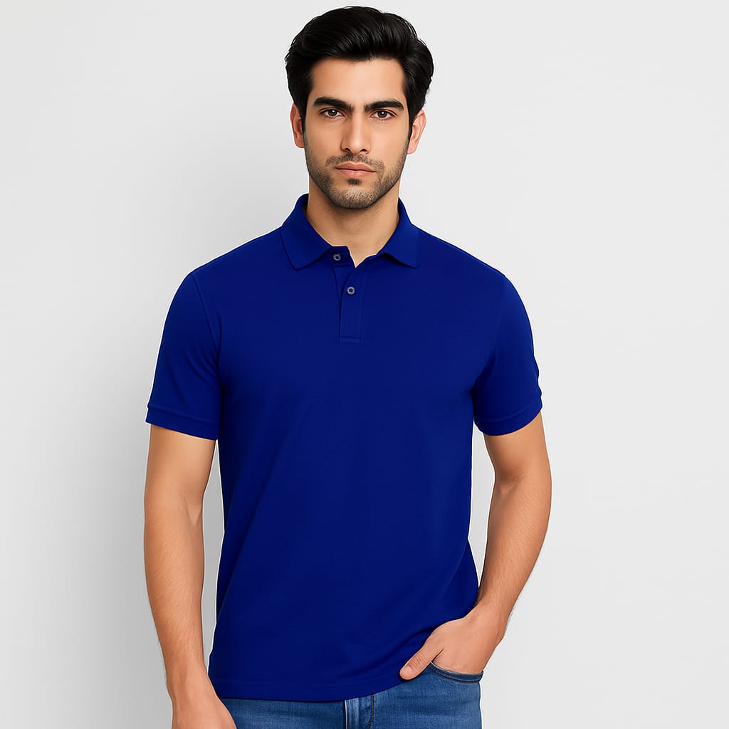 Titan Cotton Premium Royal Blue Polo Neck T-Shirt