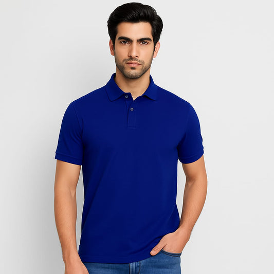Titan Cotton Premium Royal Blue Polo Neck T-Shirt