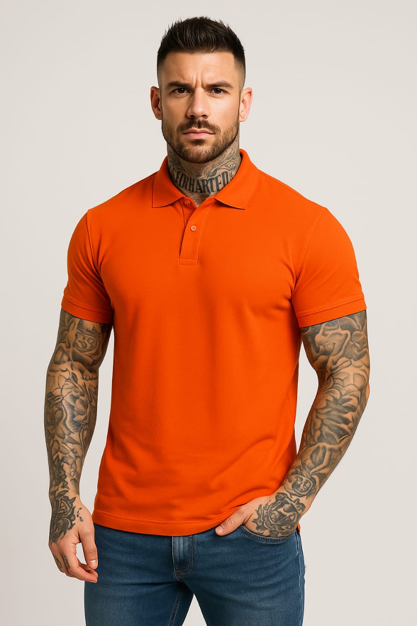 Titan Cotton Premium Orange Polo Neck T-Shirt