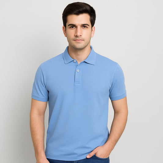 Titan Cotton Premium Light Blue Polo Neck T-Shirt